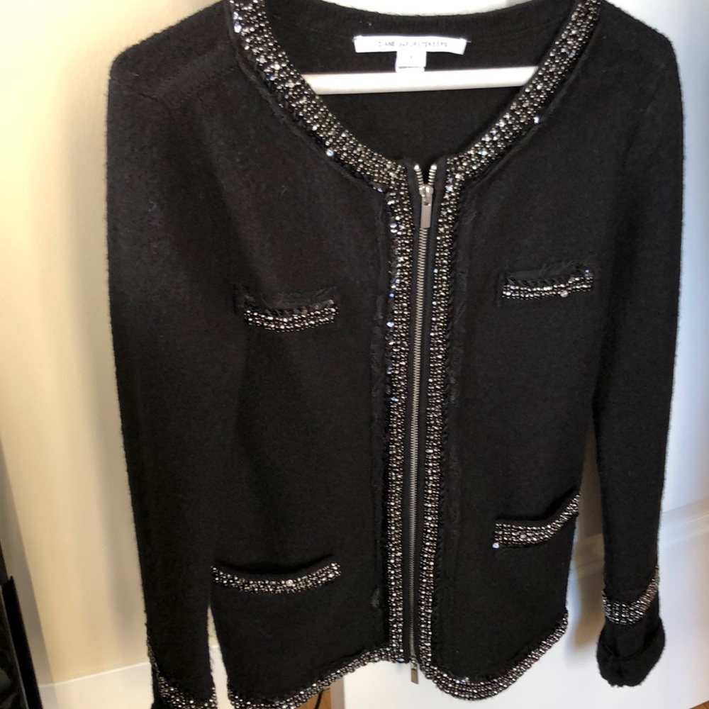 Dianne von Furstenberg black sequined sweater